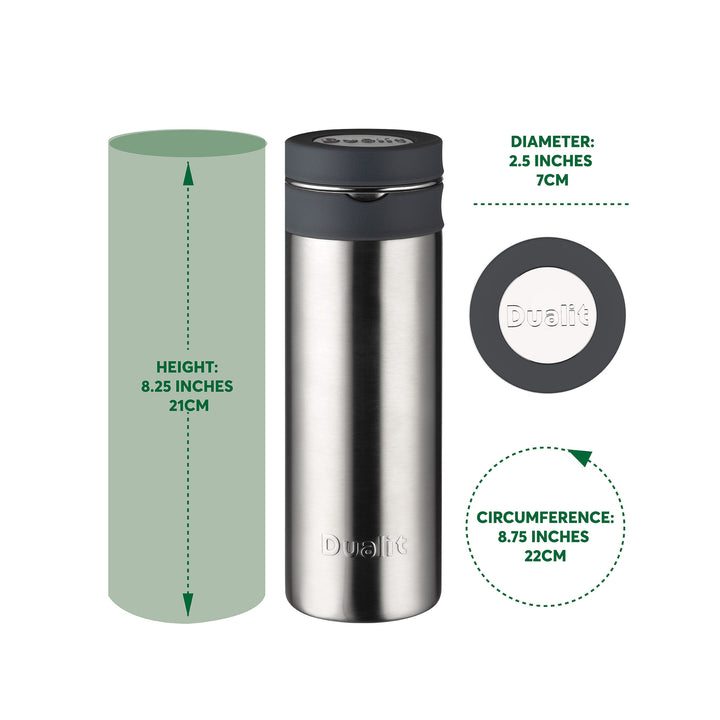 Dualit Plastic Free Travel Mug Brushed Stainless Steel 11200